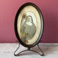 Antique Nun Photo in Oval Frame with Pressed Flowers