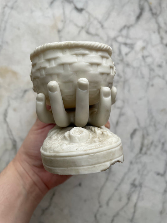 Victorian Parian Hand Holding Basket