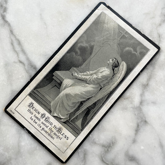 Antique Mourning Card with Angel, 1920