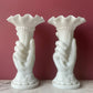 Antique Milk Glass Hand Vases