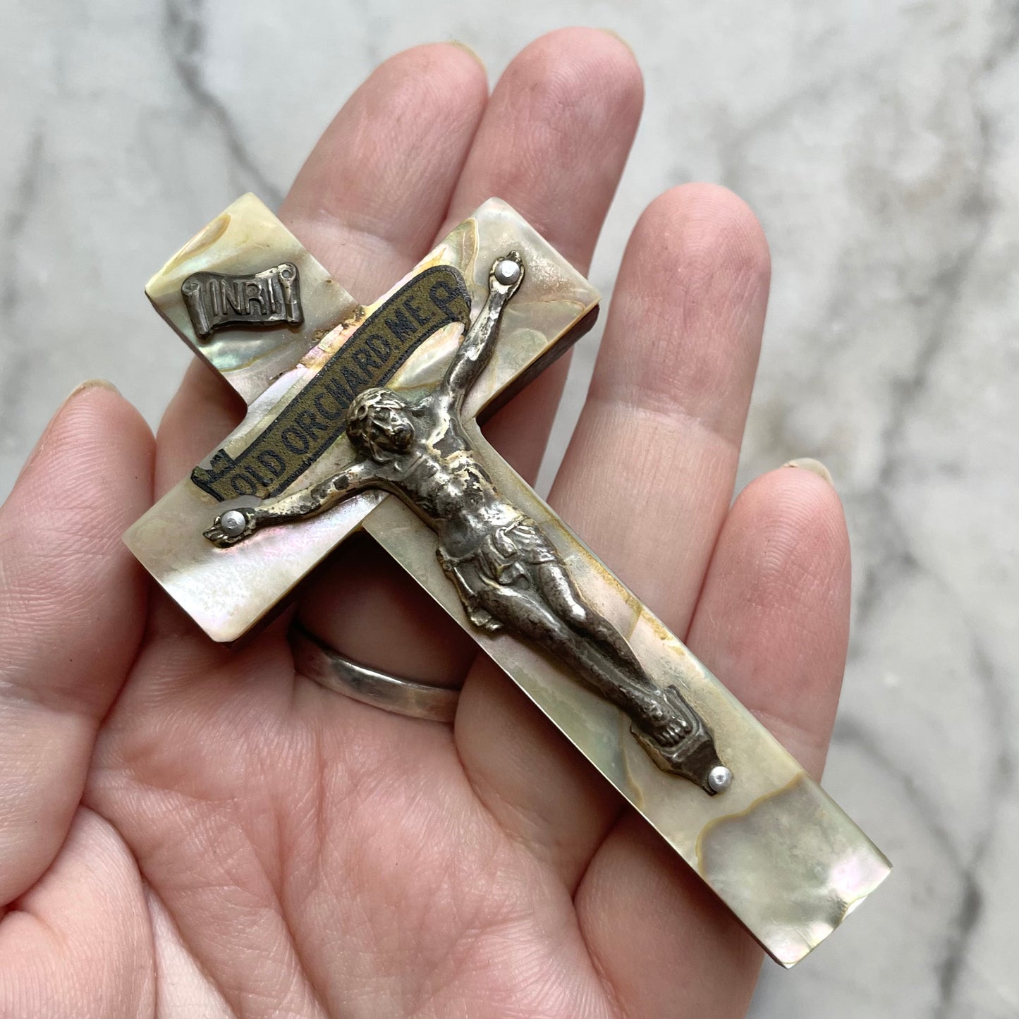 Antique Mother of Pearl Crucifix - Old Orchard Beach Souvenir