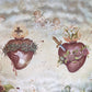 Sacred Heart of Jesus & Mary Lithograph on Tin