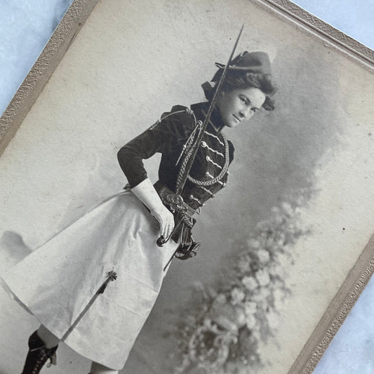 “Vassar Girl” in Fencing Costume Cabinet Card Photo