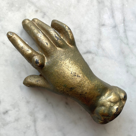 Antique Cast Iron Hand Paperweight