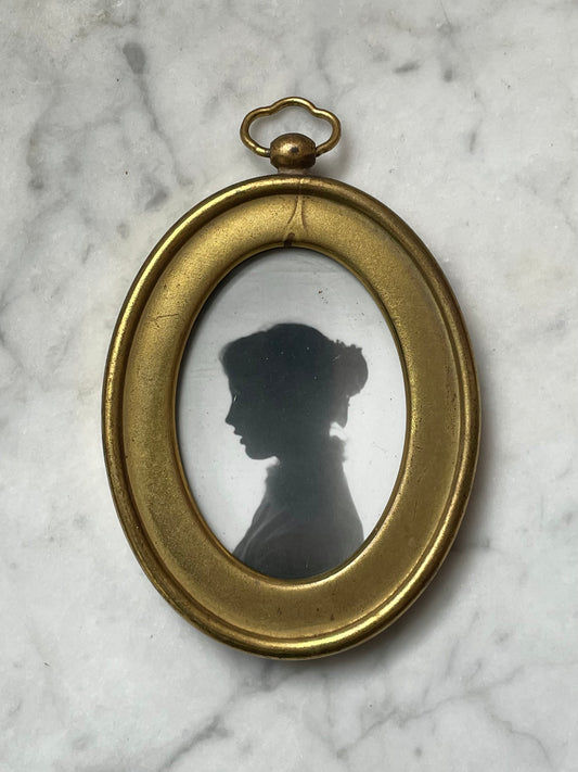 Antique Silhouette Photo in Miniature Frame