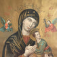 Antique Our Lady of Perpetual Help Lithograph Framed Print