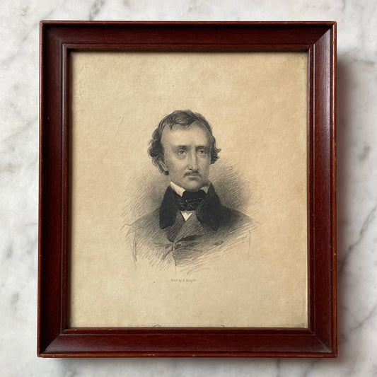 Antique Edgar Allan Poe Framed Engraving