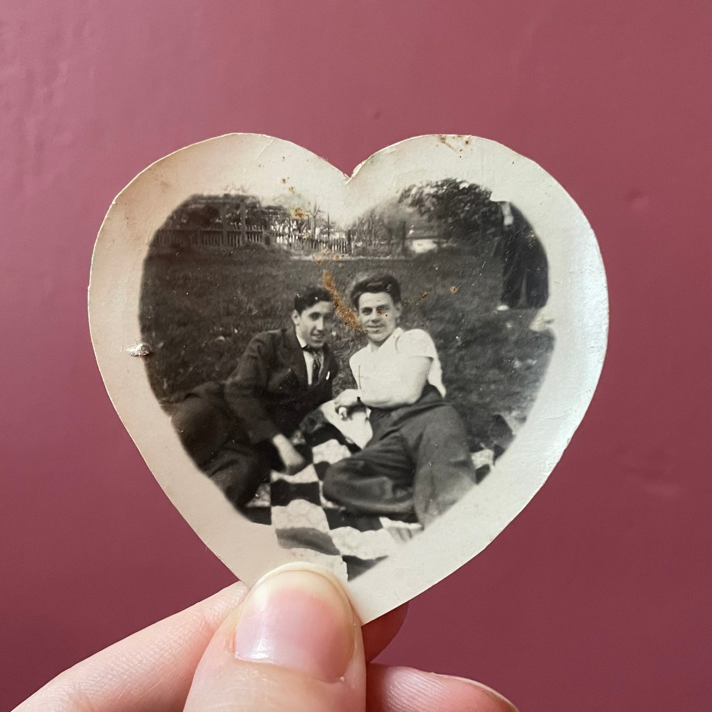 Heart Shaped Snapshot of Two Men | Gay Interest Vintage Photo