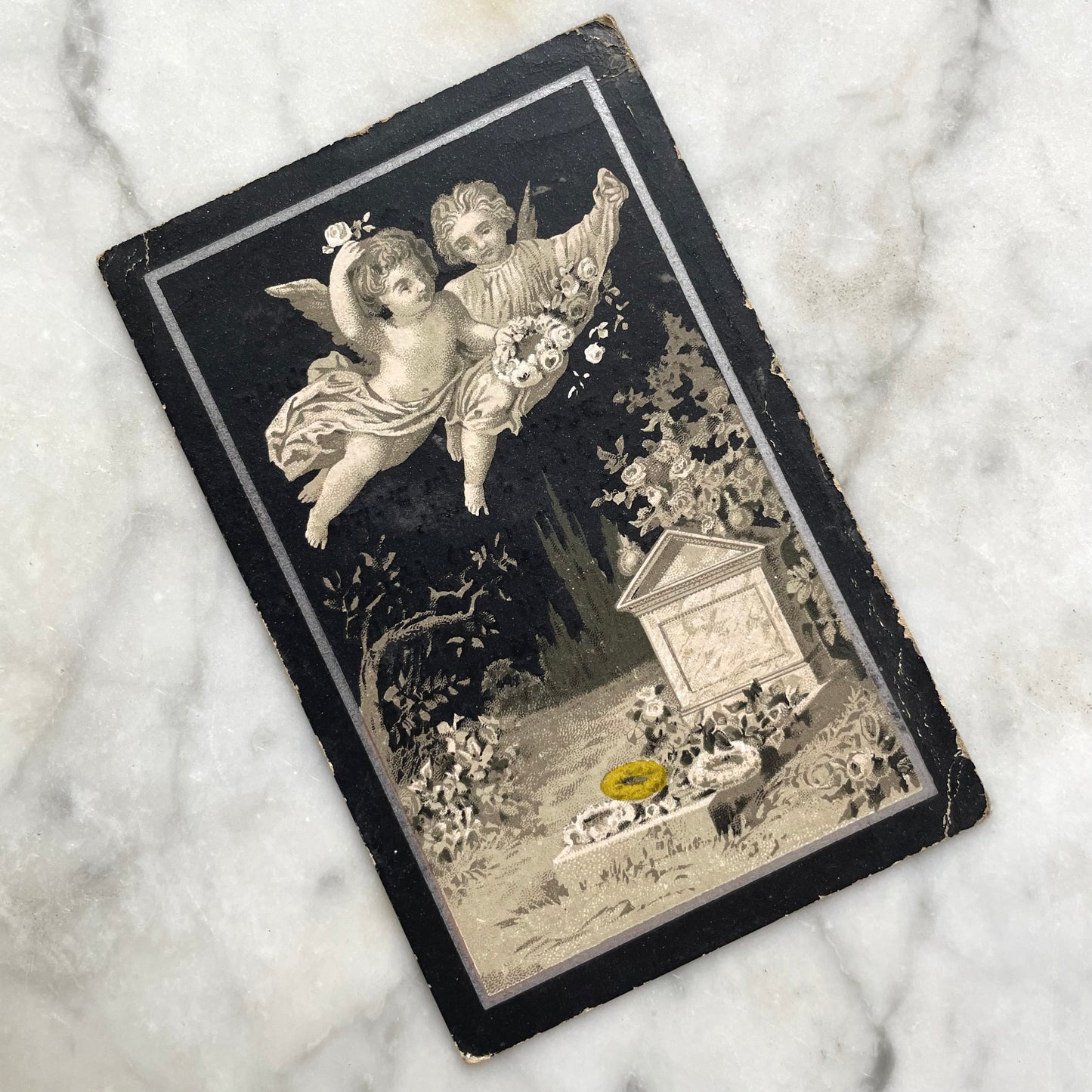 Antique Mourning Card with Cherubs, 186