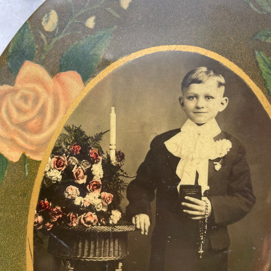 First Communion-  Celluloid on Tin Photo