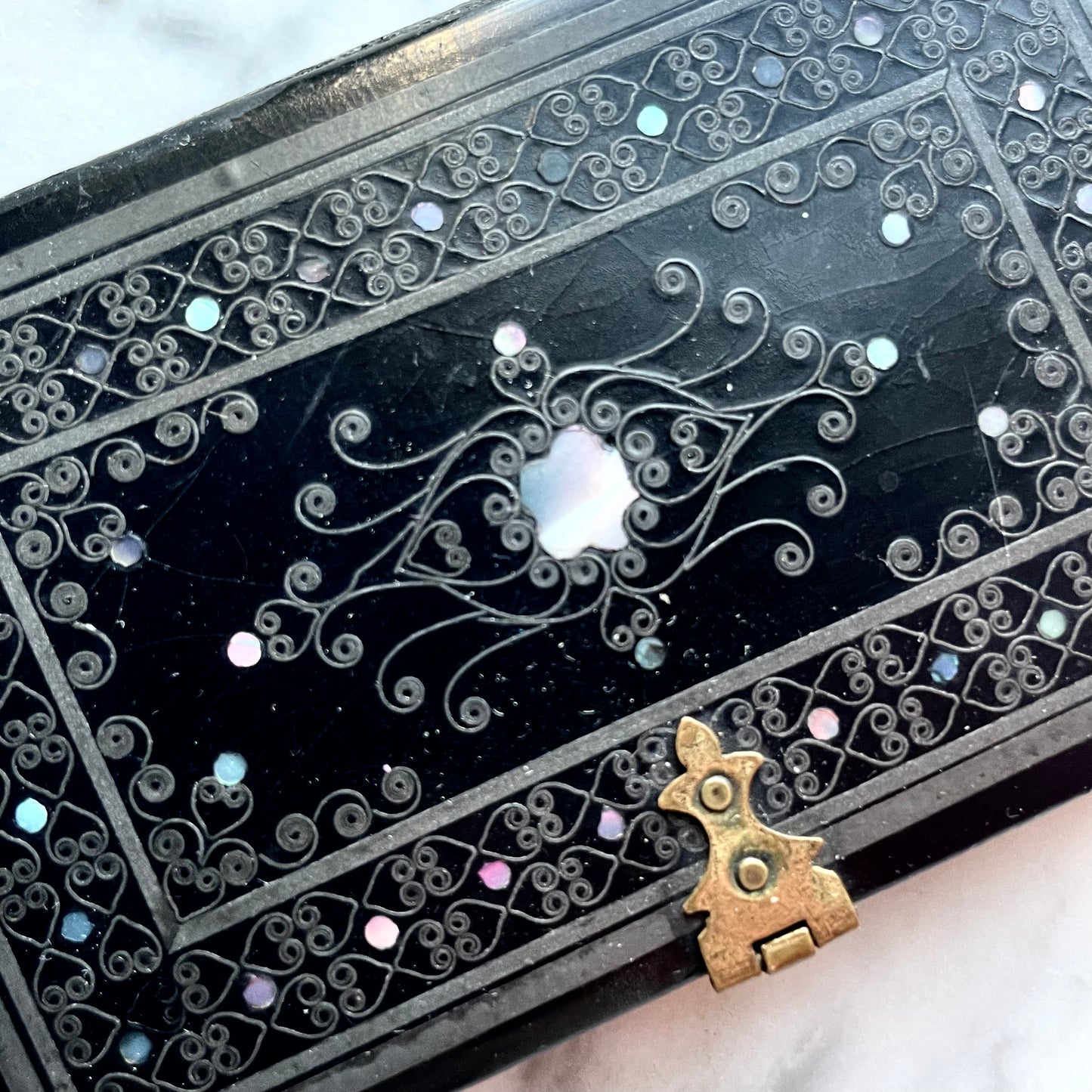 Victorian Card Case with Inlaid Mother of Pearl