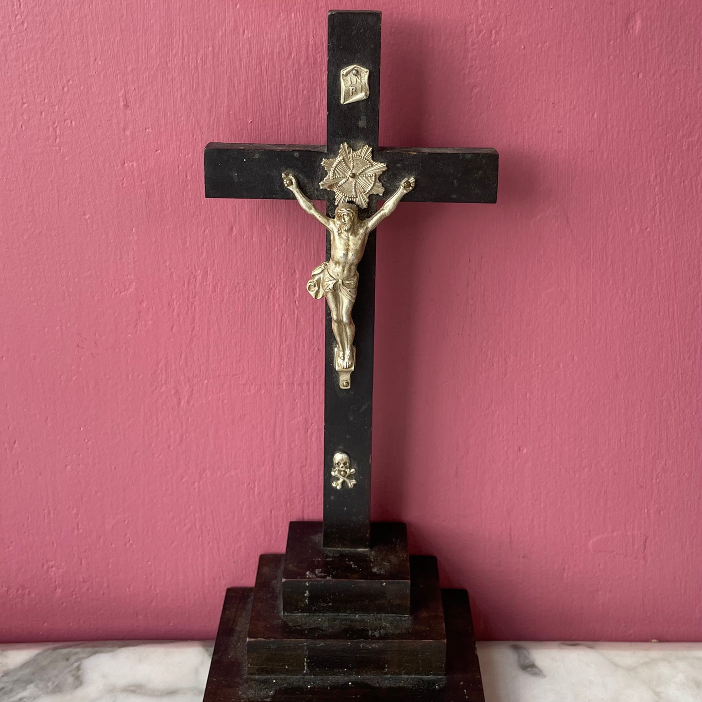 Antique Black Wood Crucifix