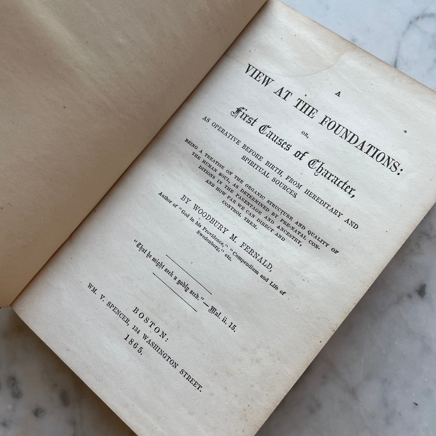 A View at the Foundations; or First Causes of Character by Woodbury M. Fernald