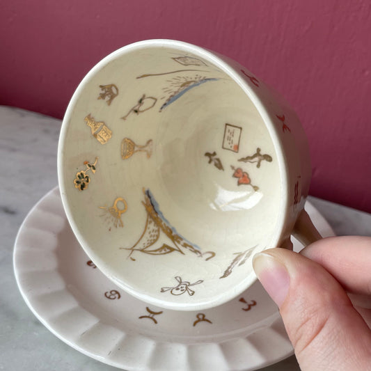 Fortune Telling Cup & Saucer 1940s