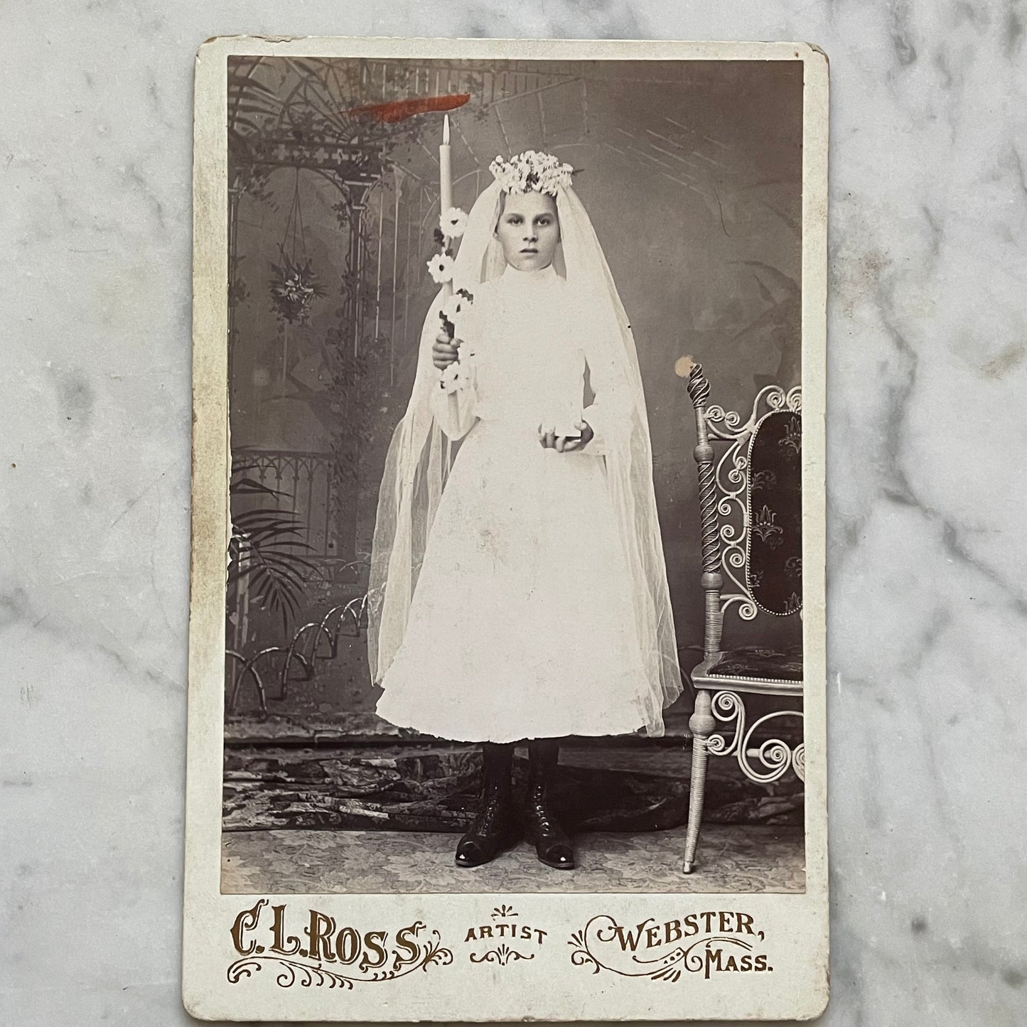 Antique Photo of Girl Dressed for Confirmation
