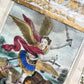 Antique Hand Colored St. Michael Print in Original Frame