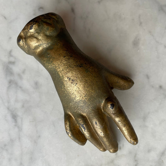 Antique Cast Iron Hand Paperweight