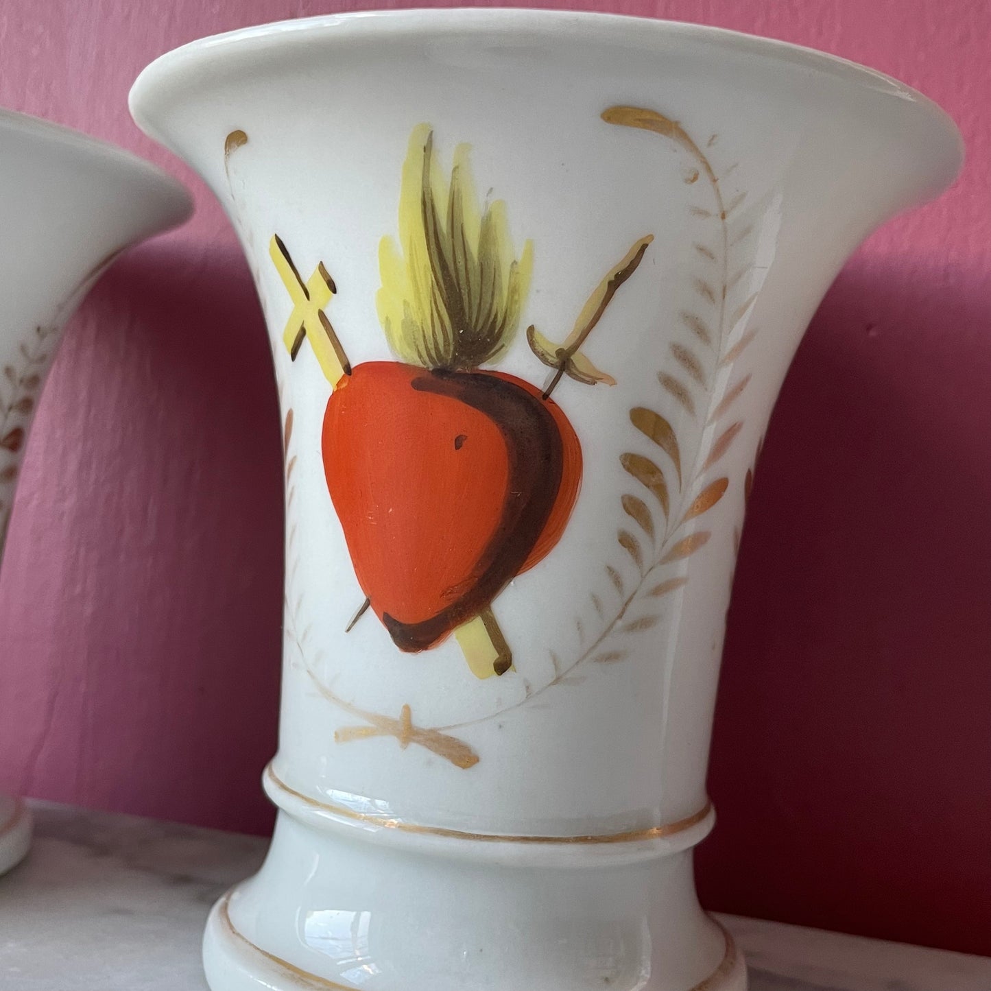 Antique Sacred Heart & Saint Vases