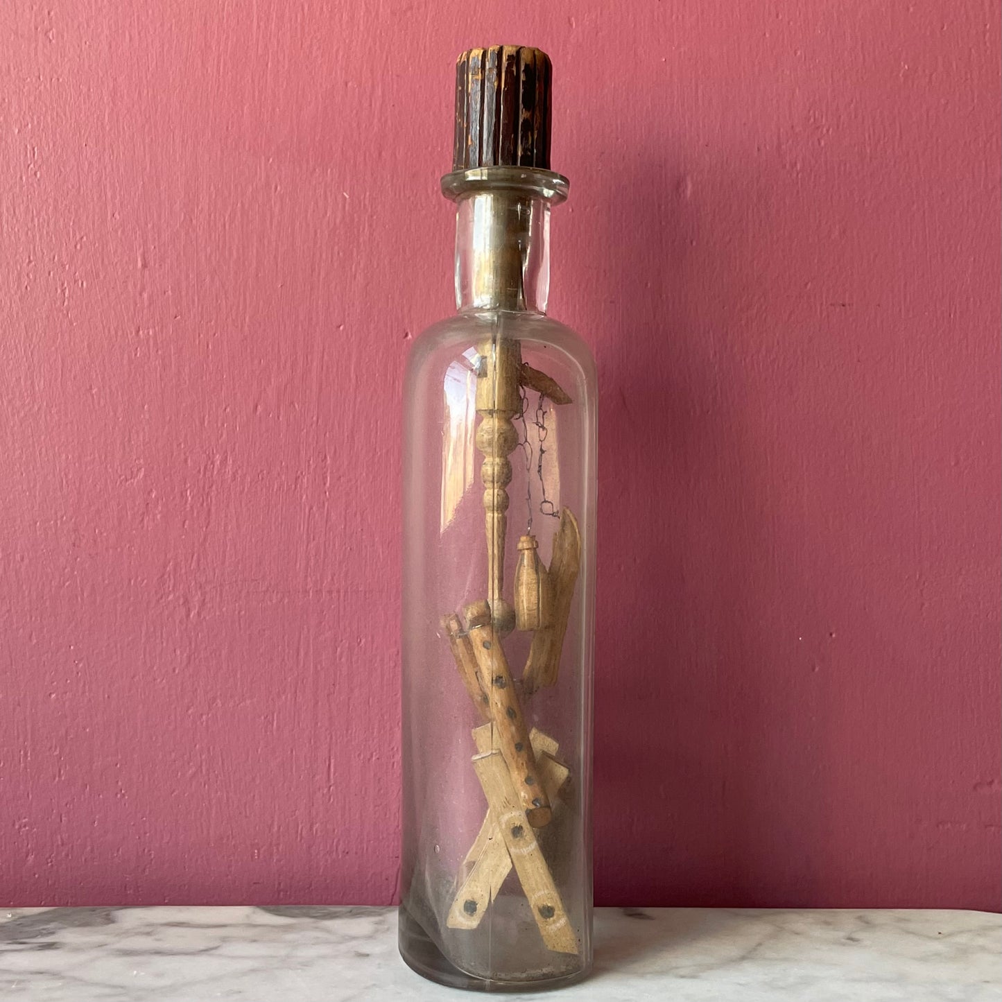 Antique Folk Art Bottle Whimsy