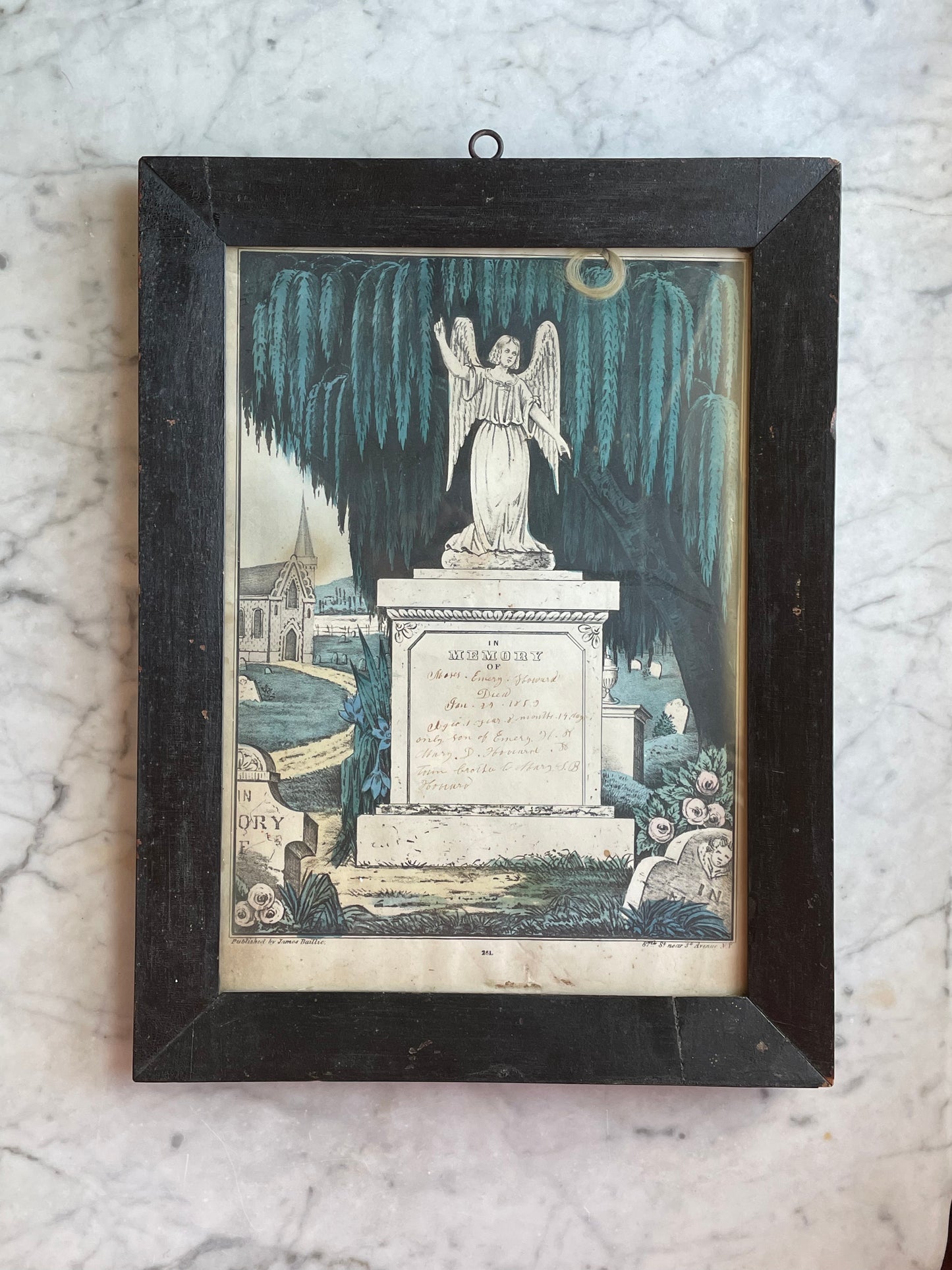 Victorian Memorial Print with Lock of Hair