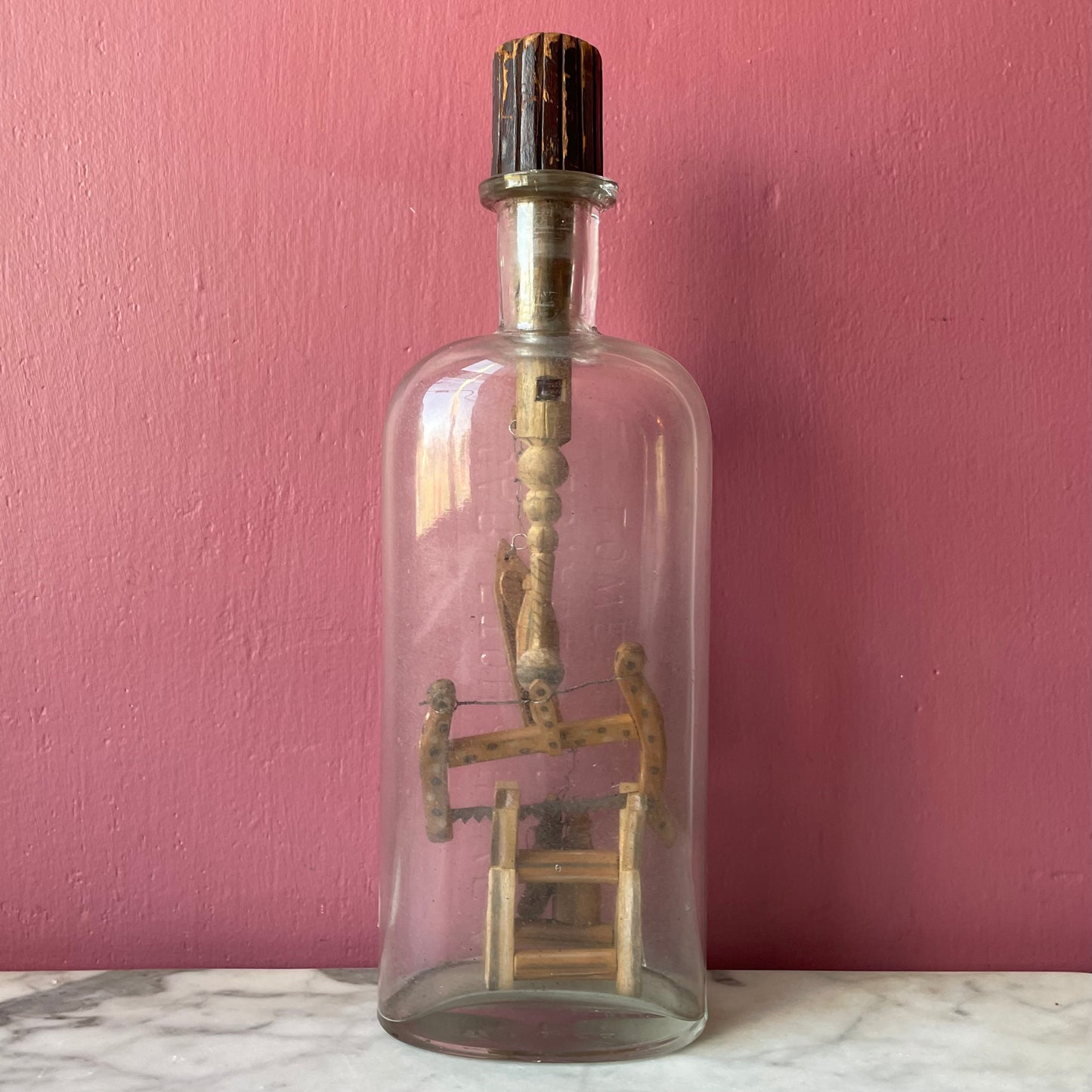 Antique Folk Art Bottle Whimsy