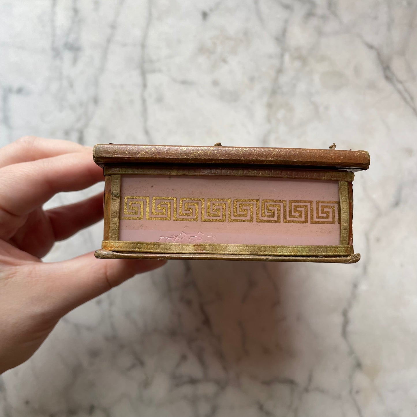 Early Victorian Reverse Painted Glass Box