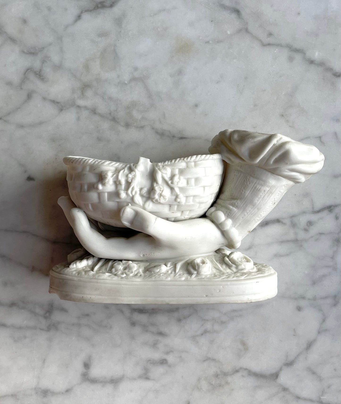 Victorian Parian Hand Holding Basket