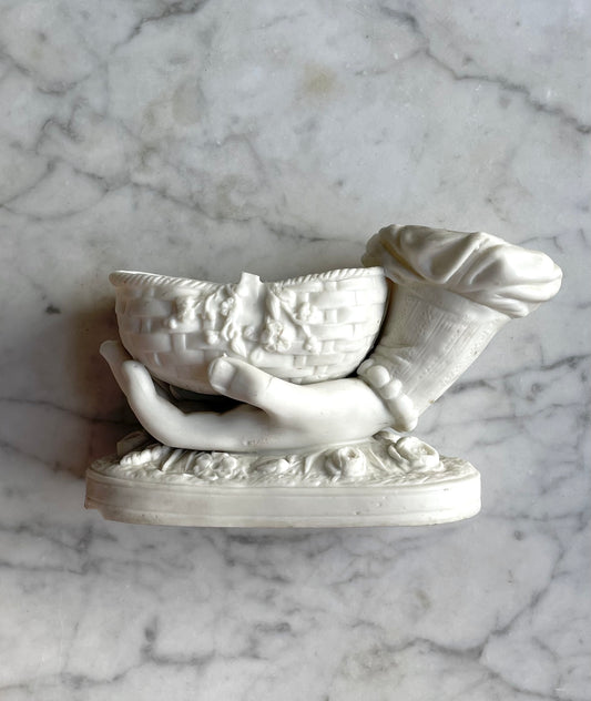 Victorian Parian Hand Holding Basket