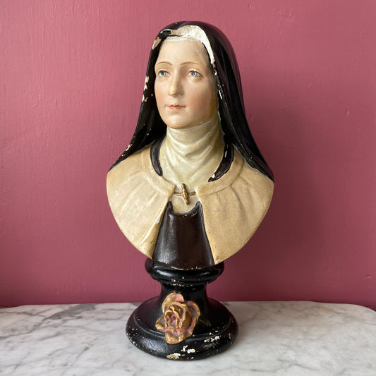 Vintage Chalkware Bust of Saint Thérèse de Lisieux