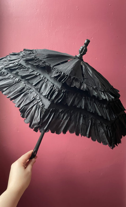 Victorian Black Silk Child’s Parasol