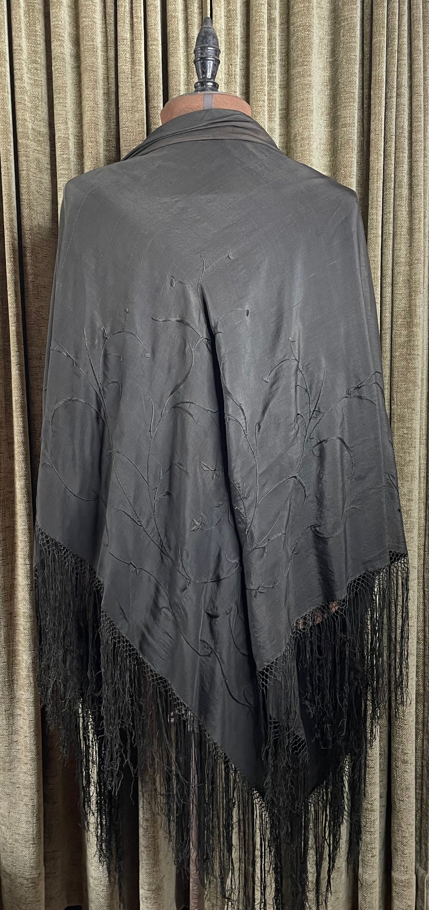 Antique Black Silk Shawl