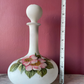 Antique Milk Glass Perfume Bottle with Hand Painted Cherry Blossoms