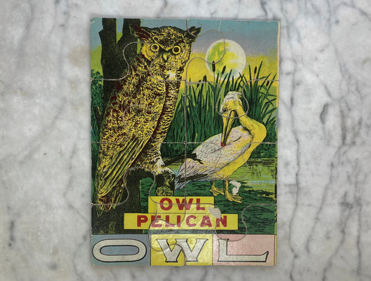 Victorian Owl & Pelican Lithograph Puzzle