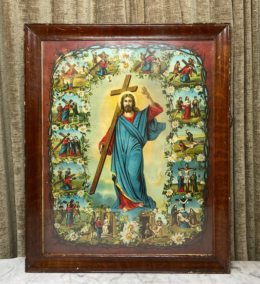 Antique Stations of the Cross Framed Print