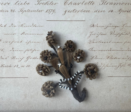 Victorian Mourning Shadow Box with Hair Keepsake