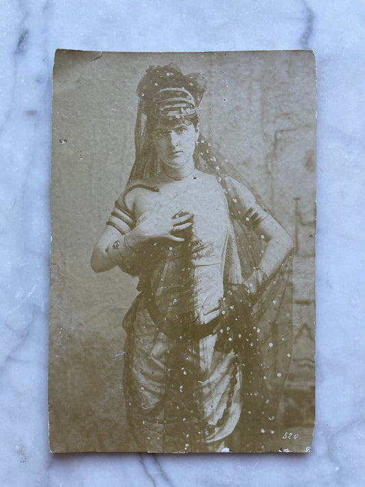 Antique Photo of Exotic Dancer with Snake Bracelet