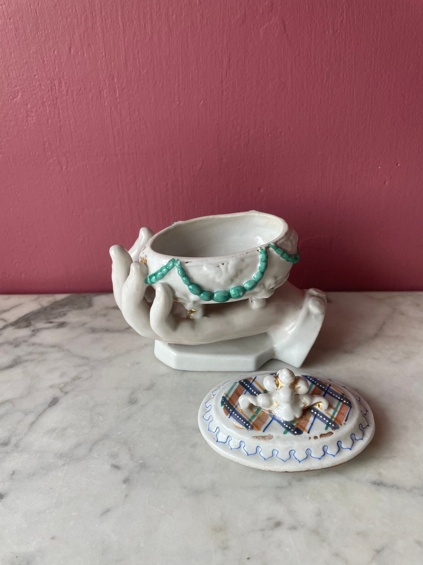 Victorian Conta & Boehme Hand Shaped Porcelain Box