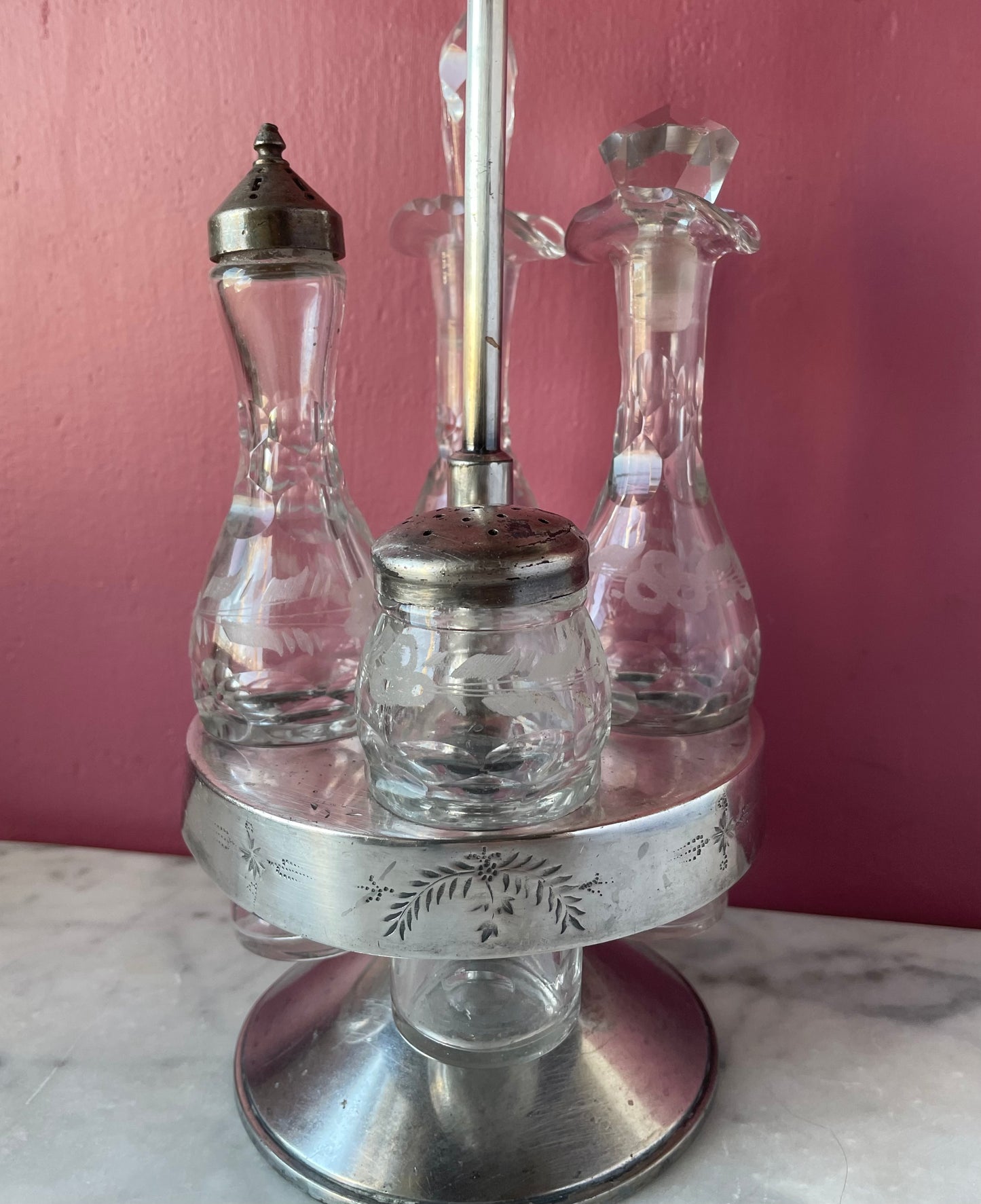 Victorian Cruet Set with Hand Motif