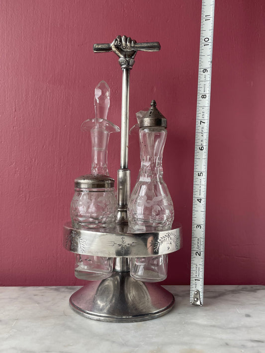 Victorian Cruet Set with Hand Motif