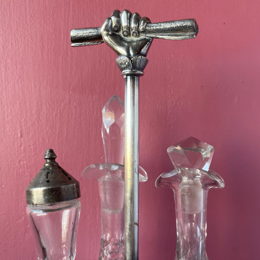 Victorian Cruet Set with Hand Motif