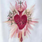Vintage Sacred Heart Painting on Satin