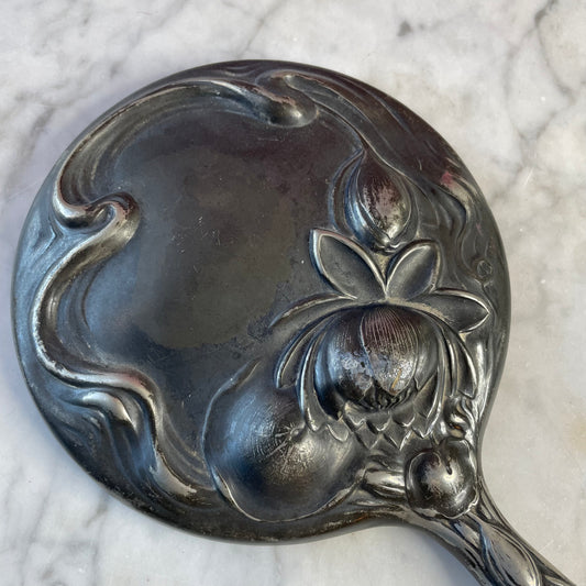 Victorian Hand Mirror with Lotus Design