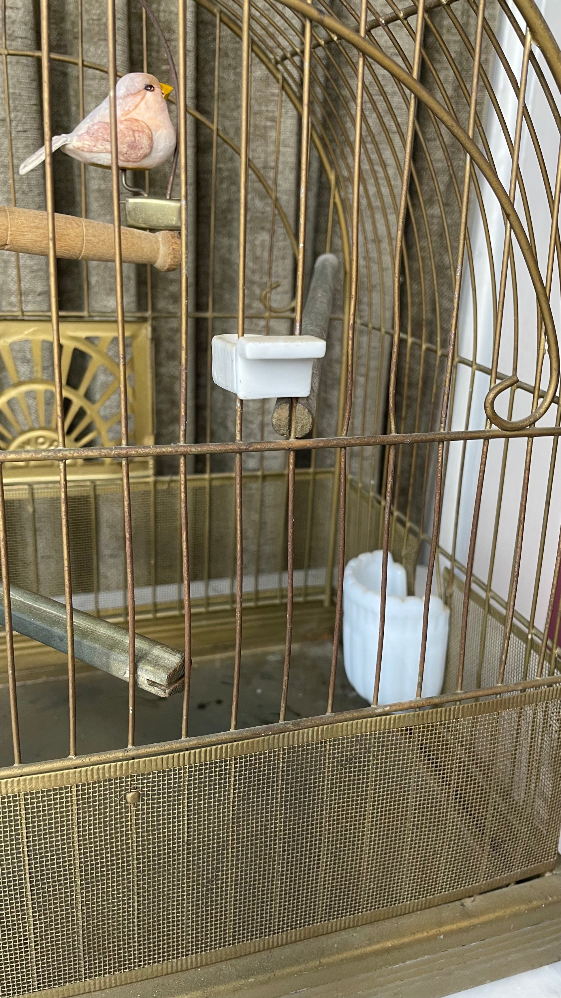 Vintage small Solid brass bird cage 7 tall