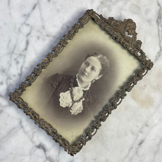 Victorian Photo of Girl with Cross Pendant