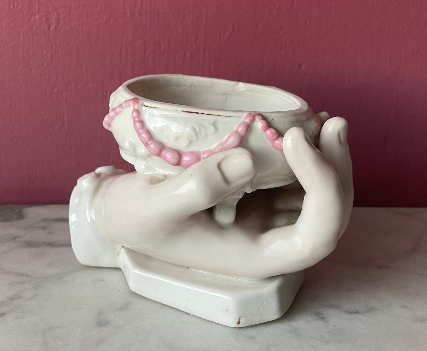 Victorian Porcelain Hand Shaped Vessel - Conta & Boehme or Fairing Box