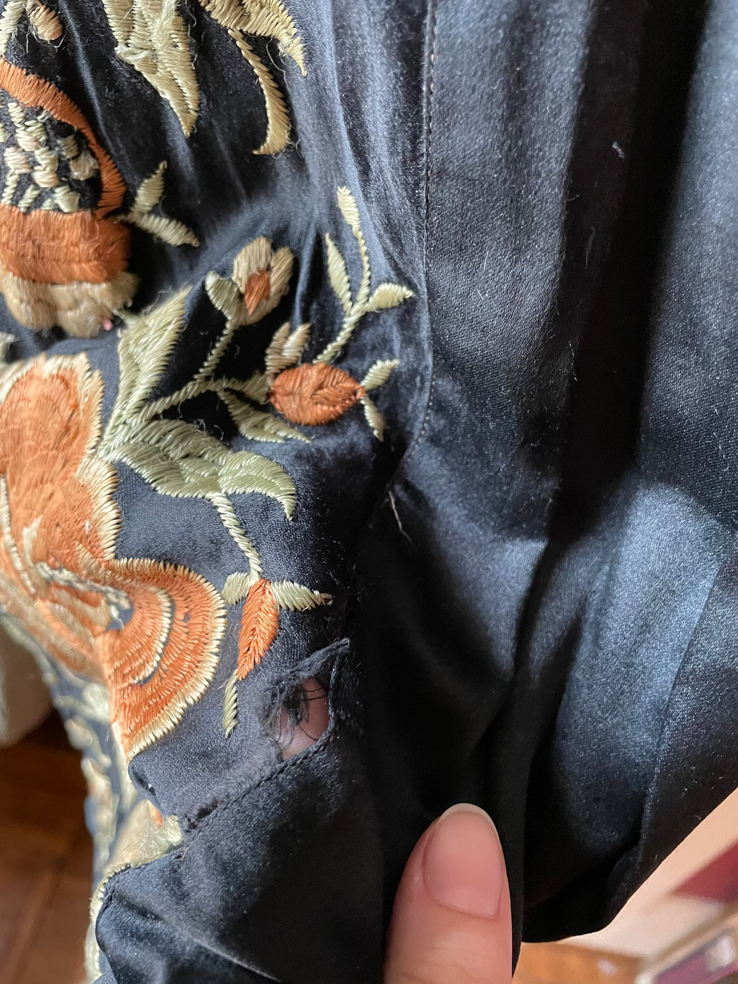 Antique Black Silk Embroidered Reversible Jacket