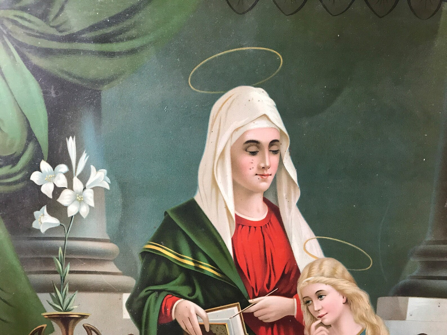 Antique Saint Anne Lithograph on Tin