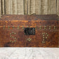 Victorian Leather Covered Trunk with Studs and Newspaper Lining