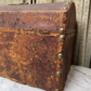 Victorian Leather Covered Trunk with Studs and Newspaper Lining